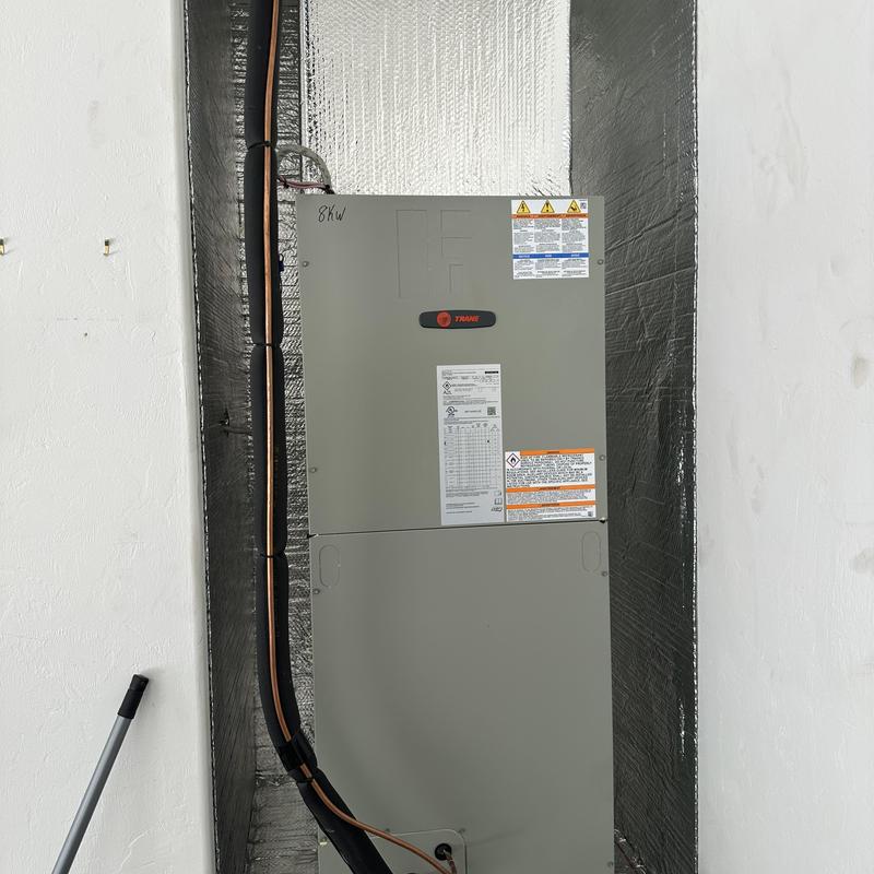 5 ton Trane air handler installed in insulated closet