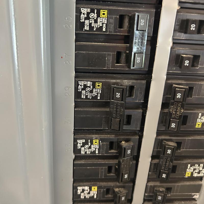 240V 20 amp circuit breakers in electrical panel 240V 20 amp circuit breakers in electrical panel