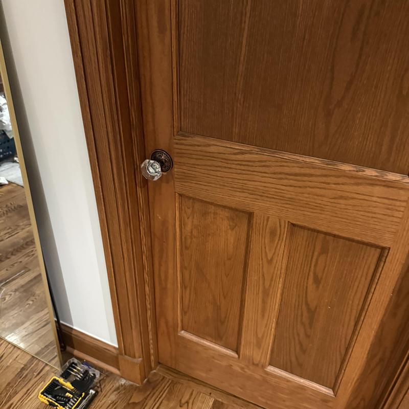 Bathroom door lock with damaged knob and frame Bathroom door lock with damaged knob and frame