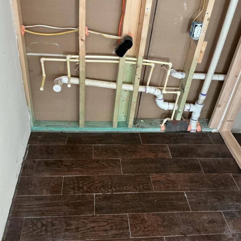 Hand sink waste arm roughed in with new water lines Hand sink waste arm roughed in with new water lines