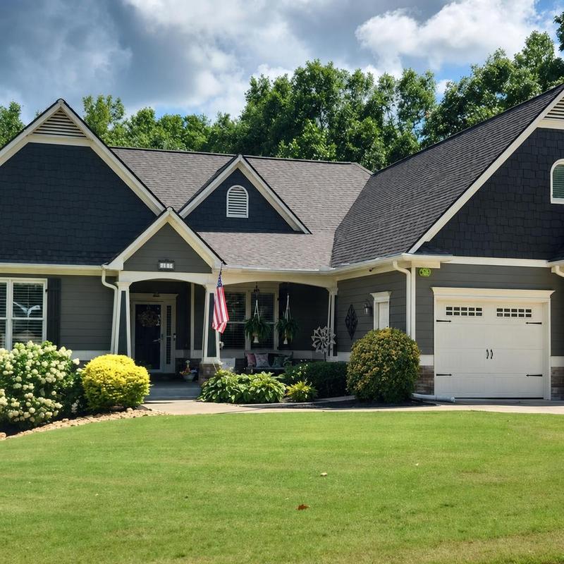Architectural shingle roof with ridge vent and flashing
