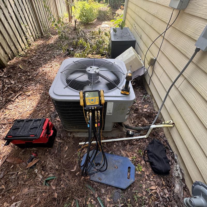 Furnace split system condenser with diagnostic gauges