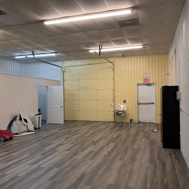 Commercial garage door and warehouse interior space
