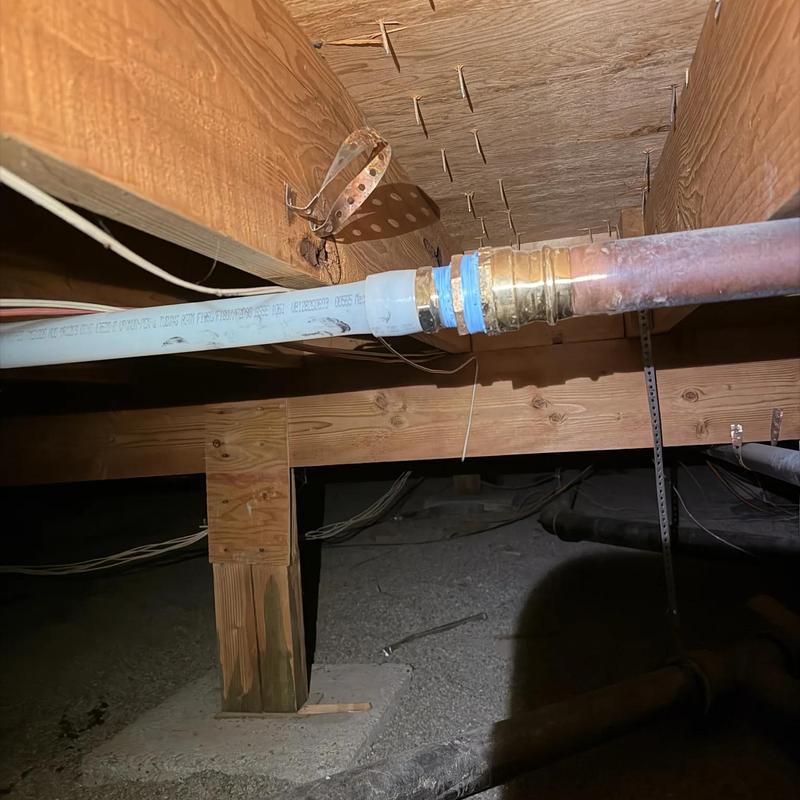 PEX water line connection with copper pipe transition