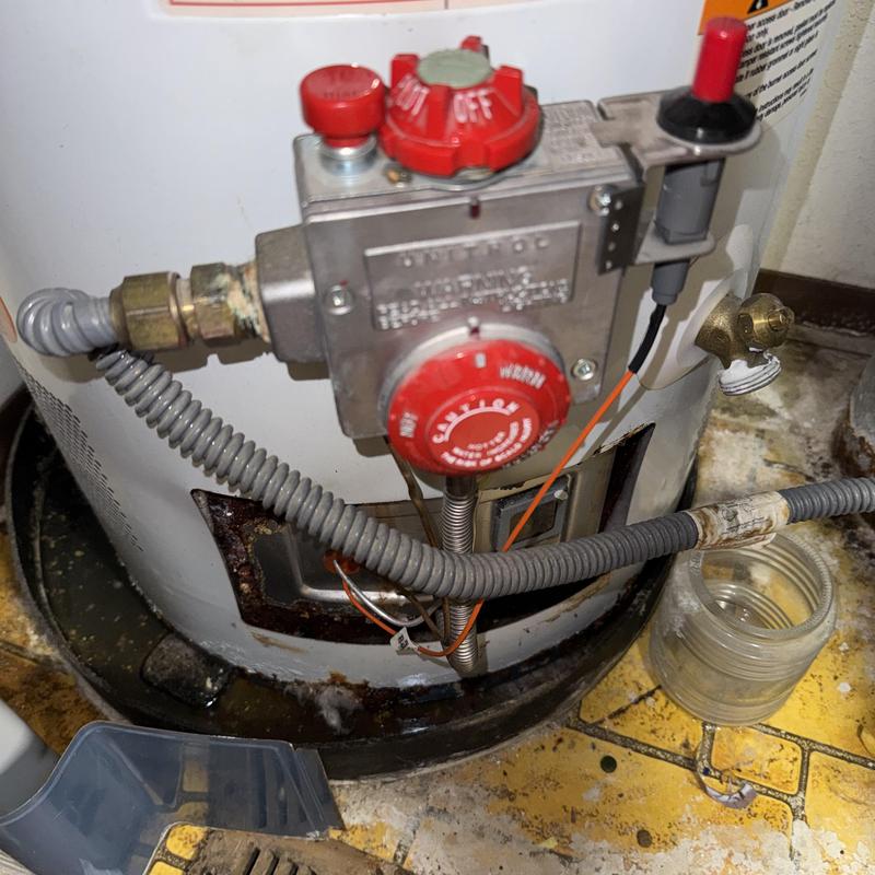 Gas water heater valve with rust corrosion leak Gas water heater valve with rust corrosion leak