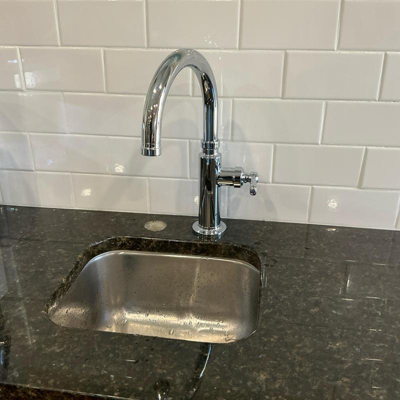 Kitchen faucet installation with granite countertop
