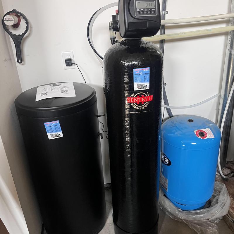 Water softener system with 18x40 brine tank installation