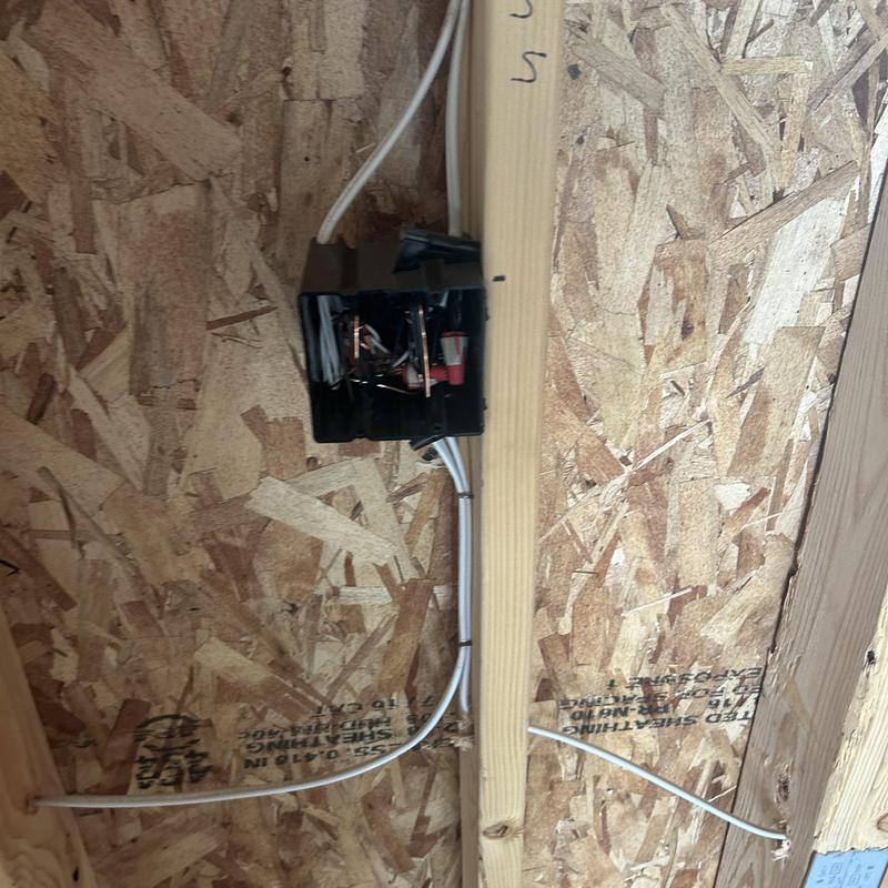 Electrical junction box installation in wall framing Electrical junction box installation in wall framing