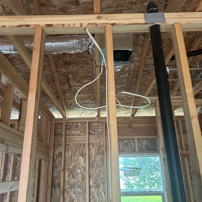 Electrical wiring installation in wood framing structure Electrical wiring installation in wood framing structure