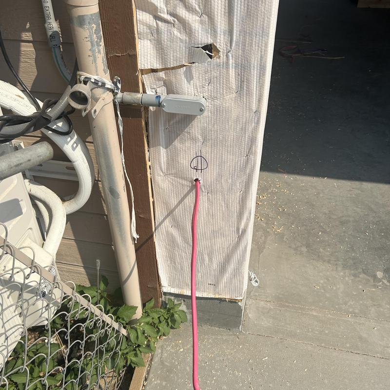 Mini split service receptacle installation in exterior wall Mini split service receptacle installation in exterior wall