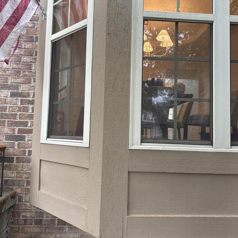 Bay window exterior siding and window leak inspection Bay window exterior siding and window leak inspection