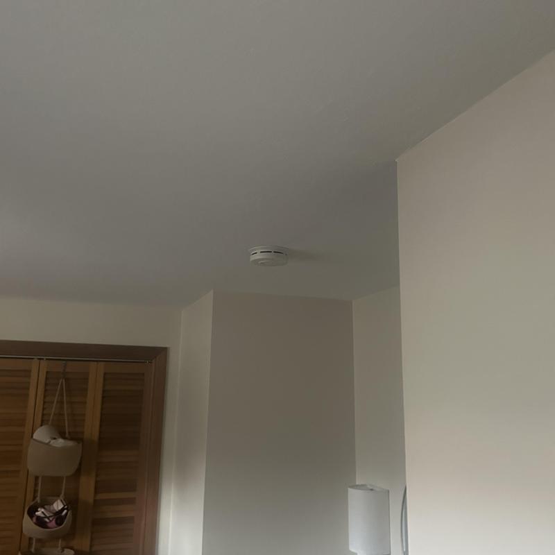 Smoke detector installed on ceiling in home Smoke detector installed on ceiling in home