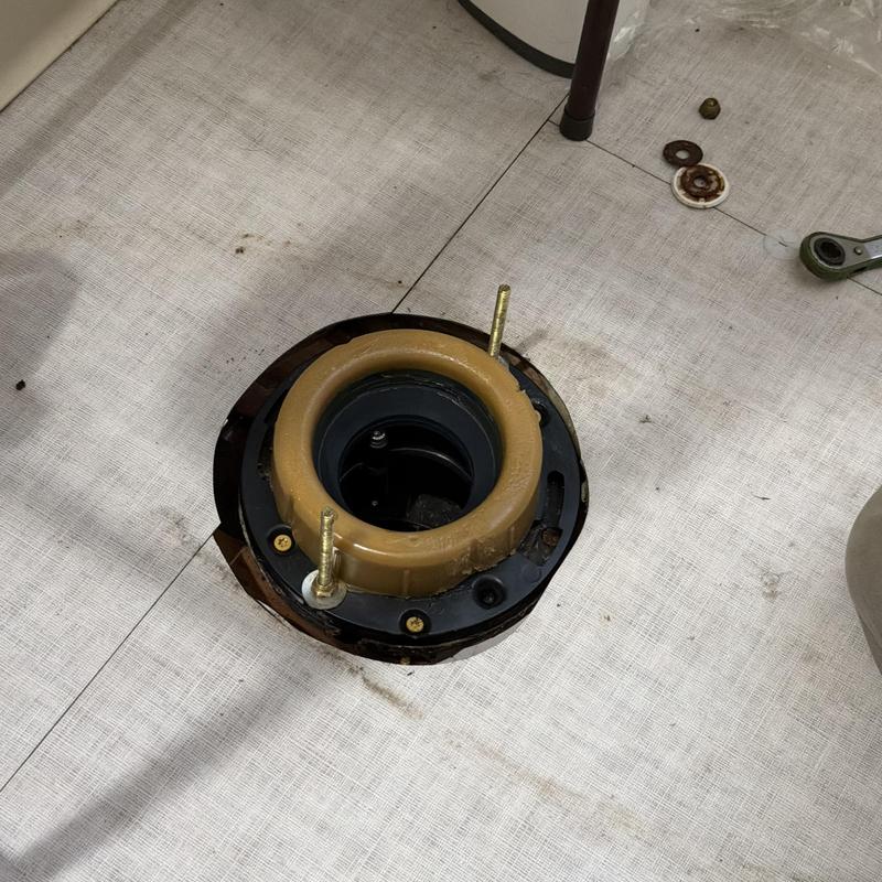Toilet flange installation and repair on vinyl floor