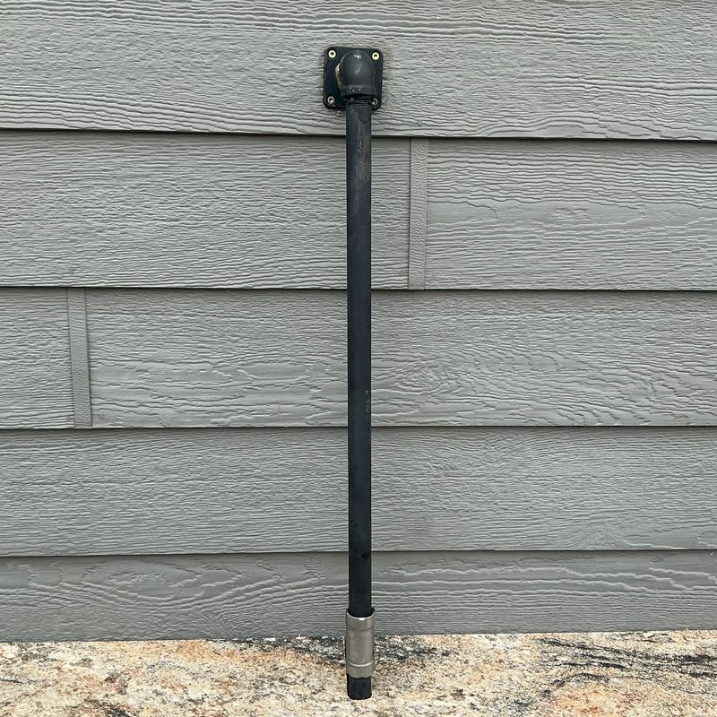 Gas line with elbow joint on exterior wall Gas line with elbow joint on exterior wall