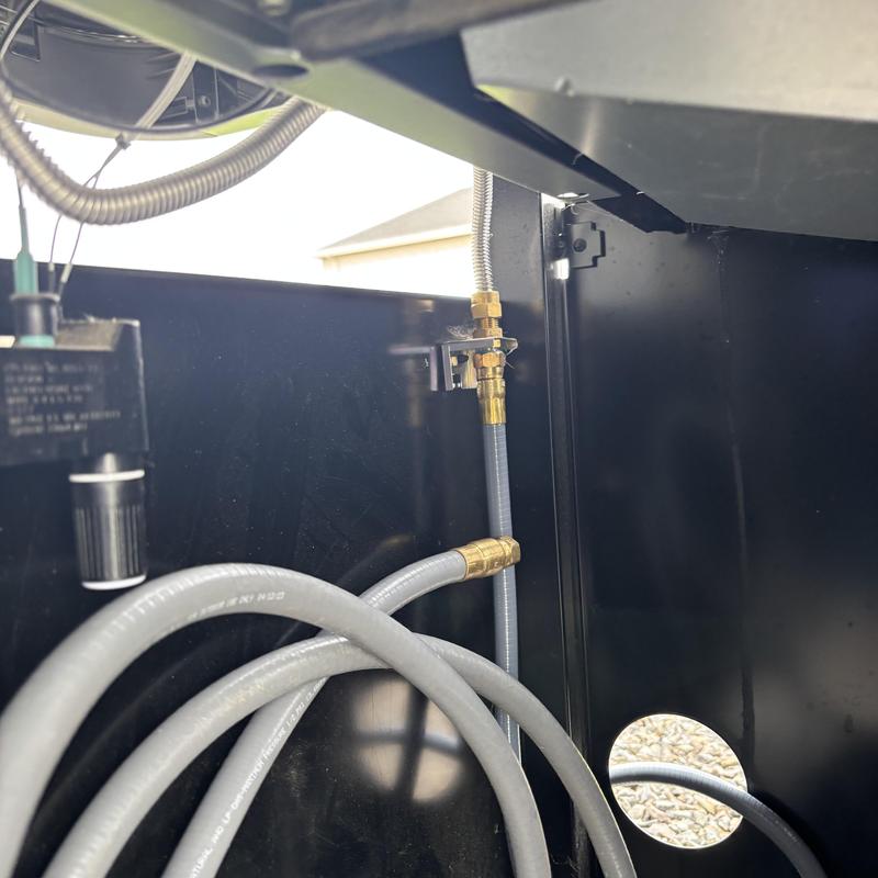 Gas grill quick disconnect fitting installation inside cabinet