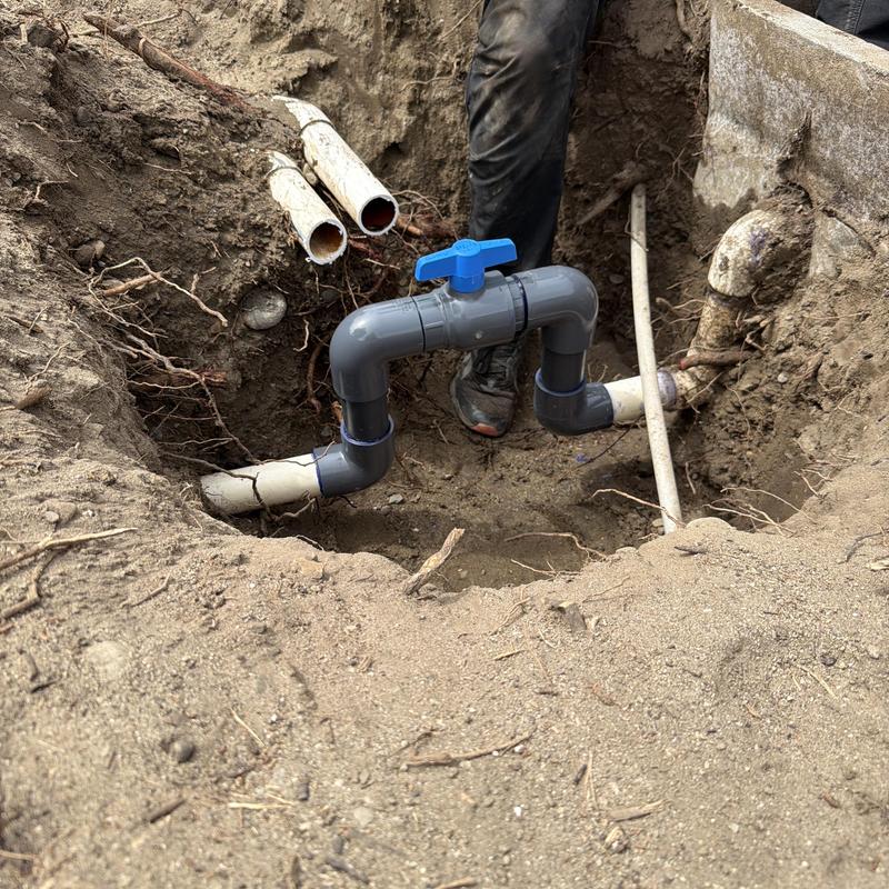 Main water shut-off valve with PVC piping installation