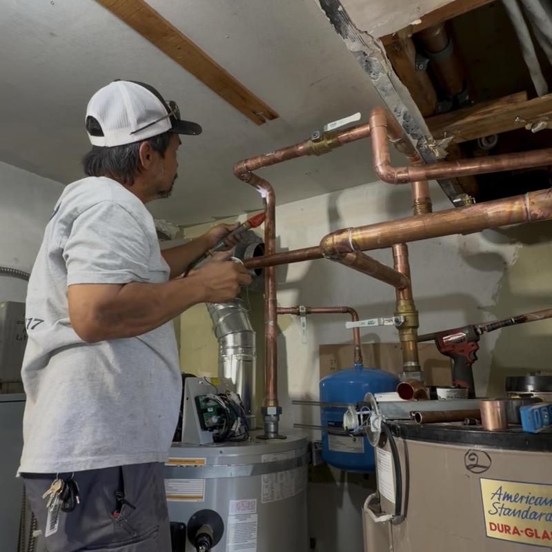 100-Gallon Commercial Water Heater with Copper Piping Installation