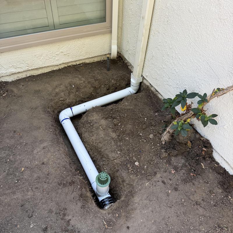 Gutter downspout underground drain pipe installation