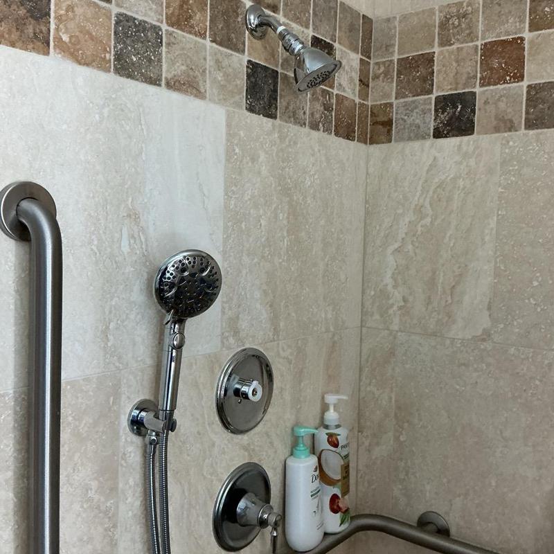 Shower valve and handheld shower controls installed Shower valve and handheld shower controls installed