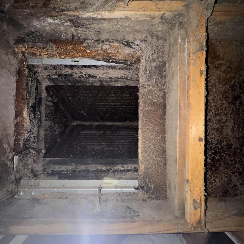 Evaporator coil buildup inside HVAC ductwork