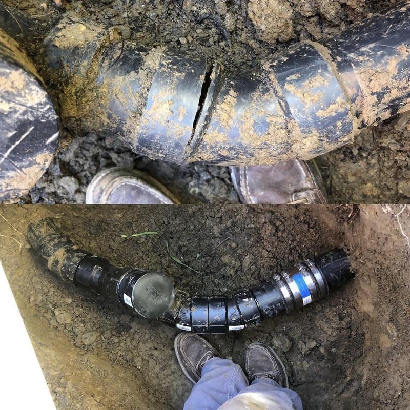 4-inch ABS sewer line with new fittings installation