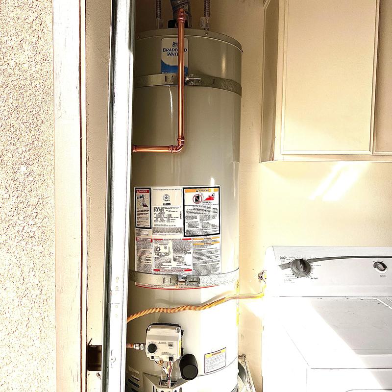 Bradford White water heater with new copper piping