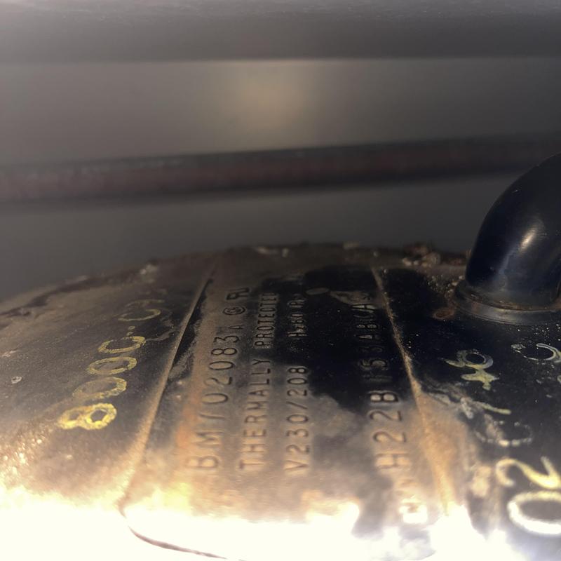 Compressor unit label and copper tubing detail