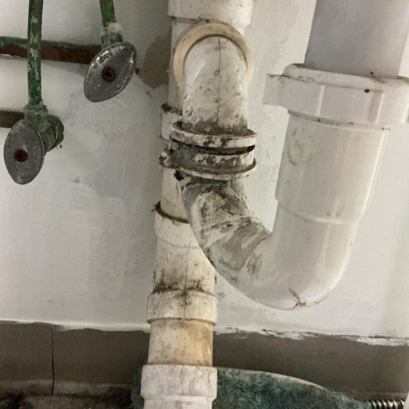 P-trap and pipe replacement with new tee fitting P-trap and pipe replacement with new tee fitting