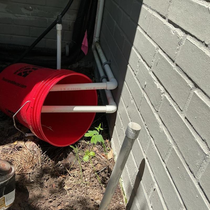 Ice maker contour line capped with PVC pipe outdoors Ice maker contour line capped with PVC pipe outdoors