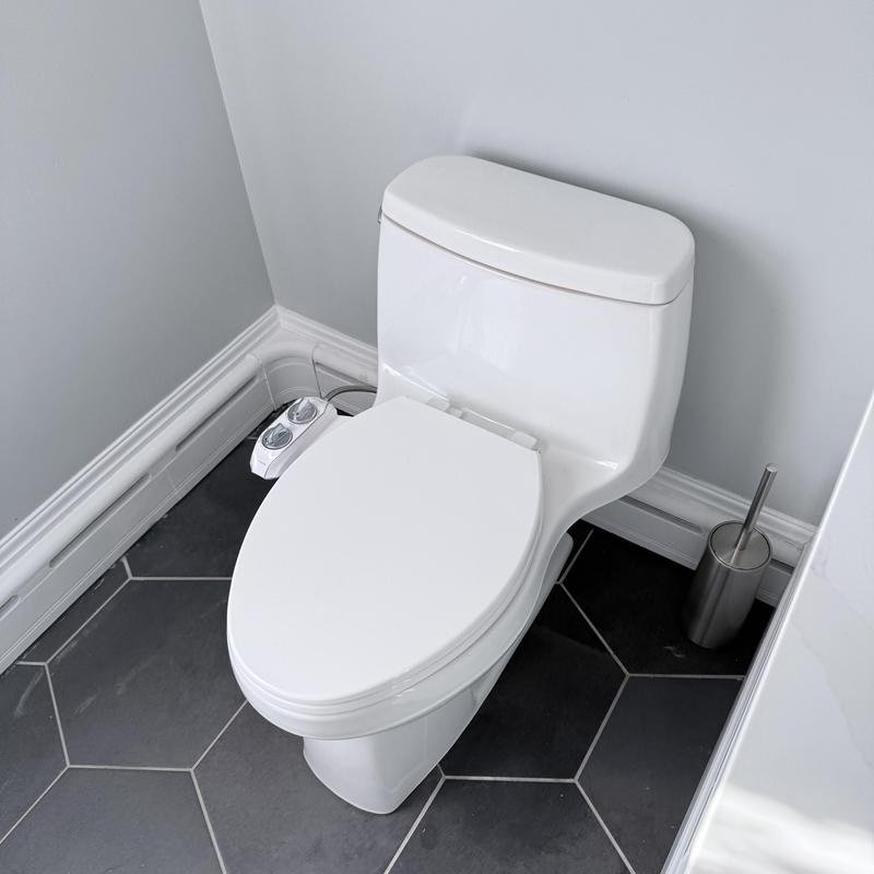 Toilet with new emergency shut off valve installed Toilet with new emergency shut off valve installed
