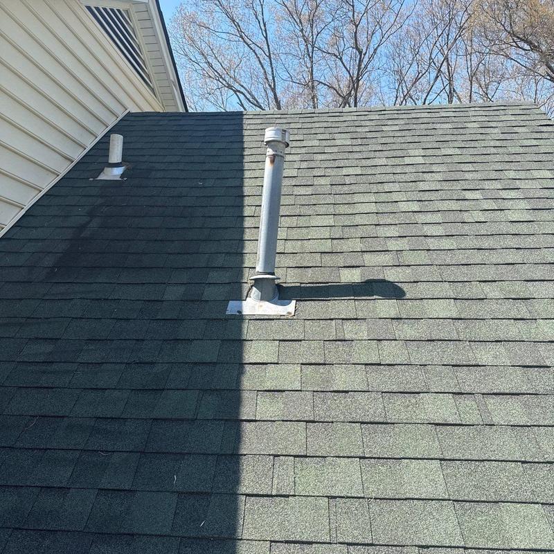 Roof shingles with vent pipe and hail damage inspection