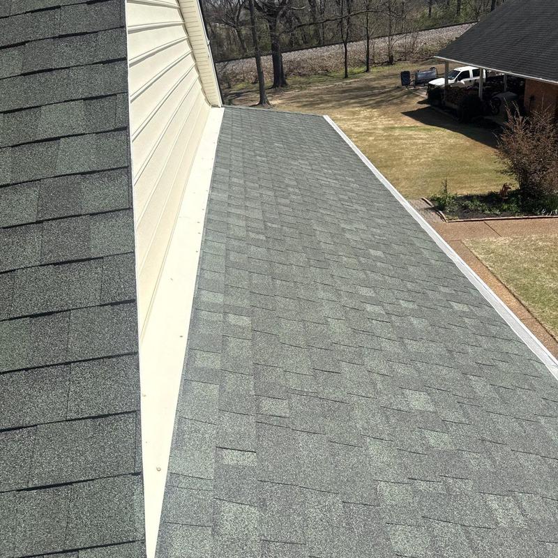 Asphalt shingle roof showing sections inspected for hail damage