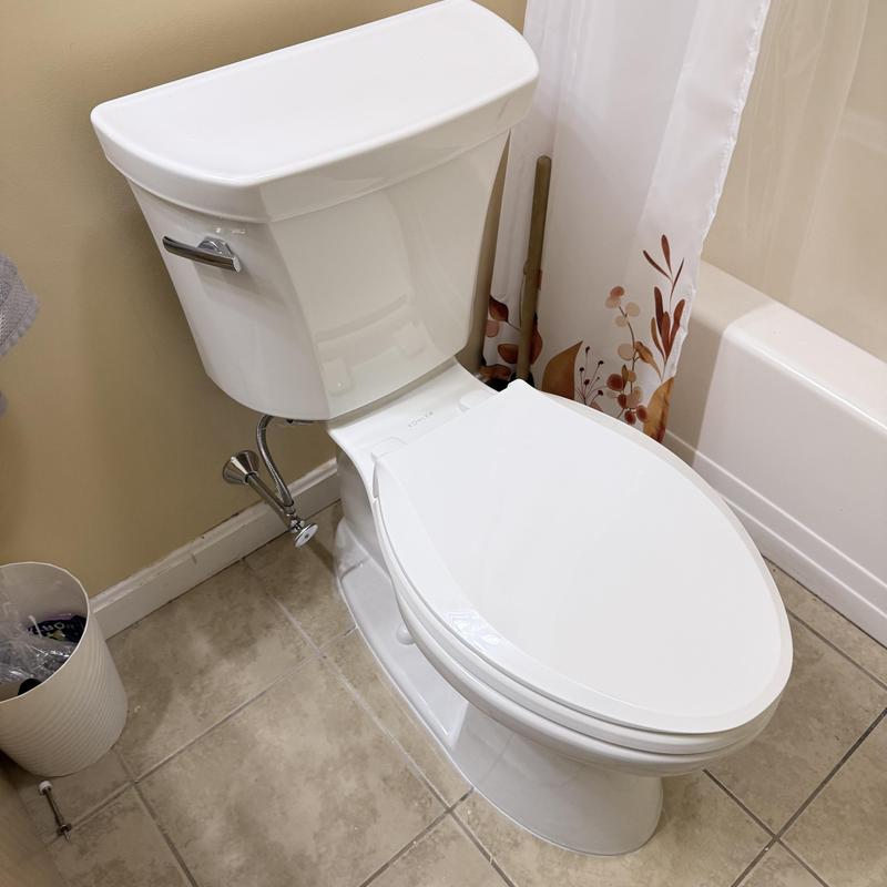 Toilet with new emergency shutoff valve installed Toilet with new emergency shutoff valve installed
