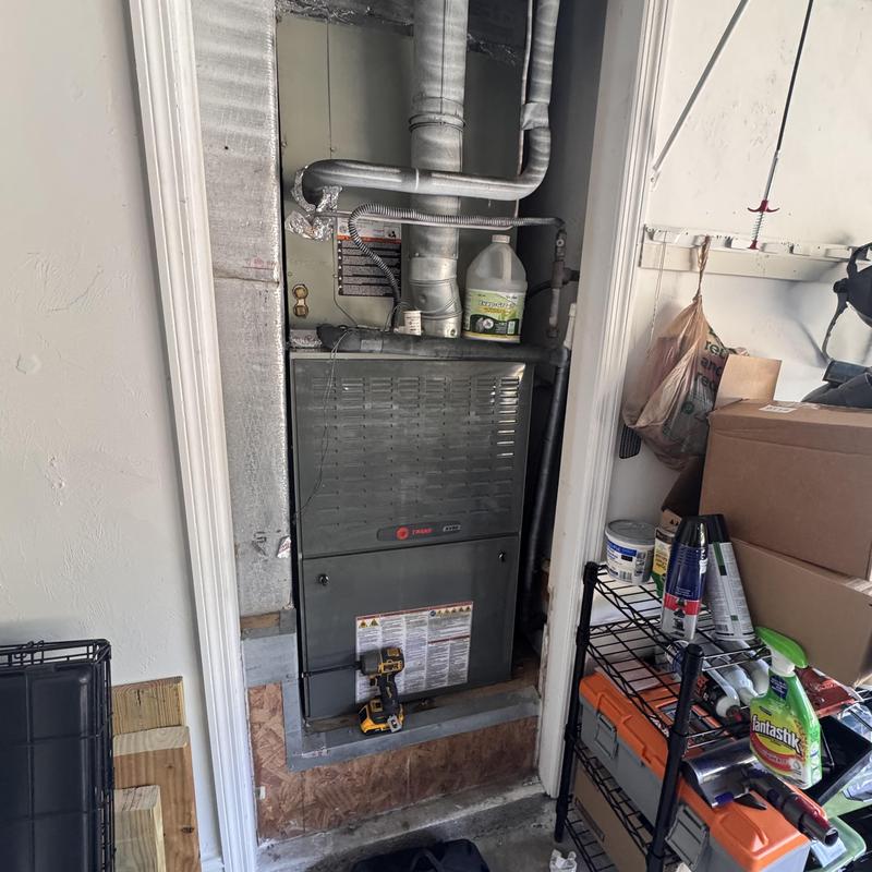 Furnace split system with added refrigerant in closet
