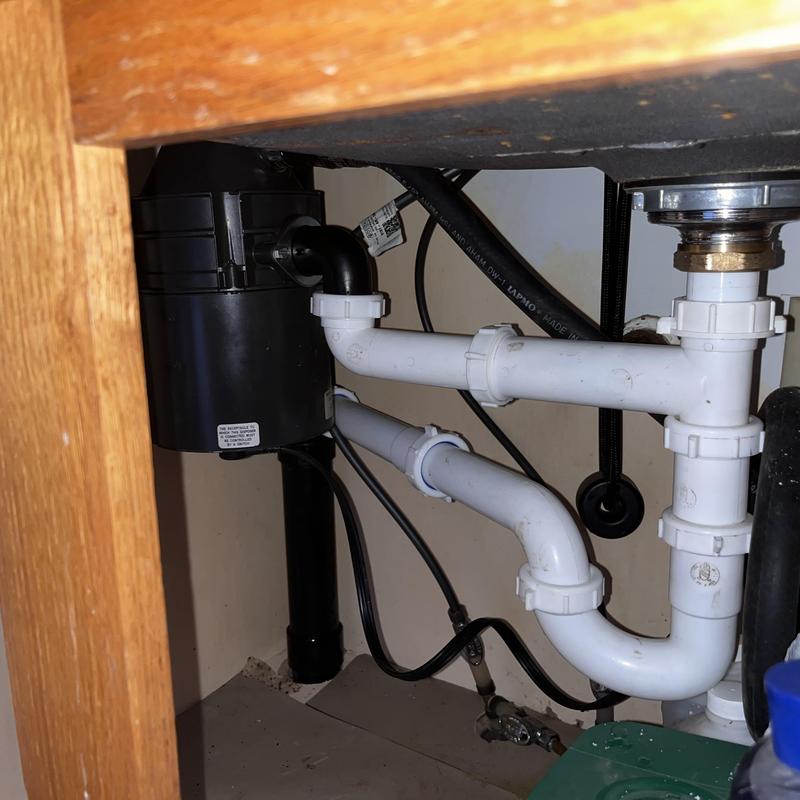 Kitchen sink drain with new ABS piping and garbage disposal Kitchen sink drain with new ABS piping and garbage disposal