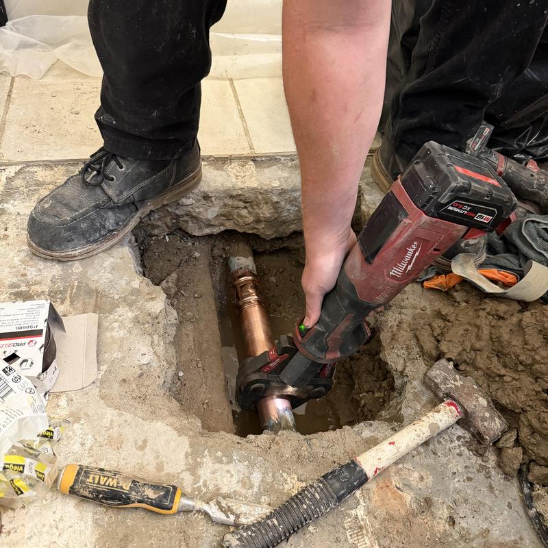 2 inch copper pipe cutout and replacement in concrete slab
