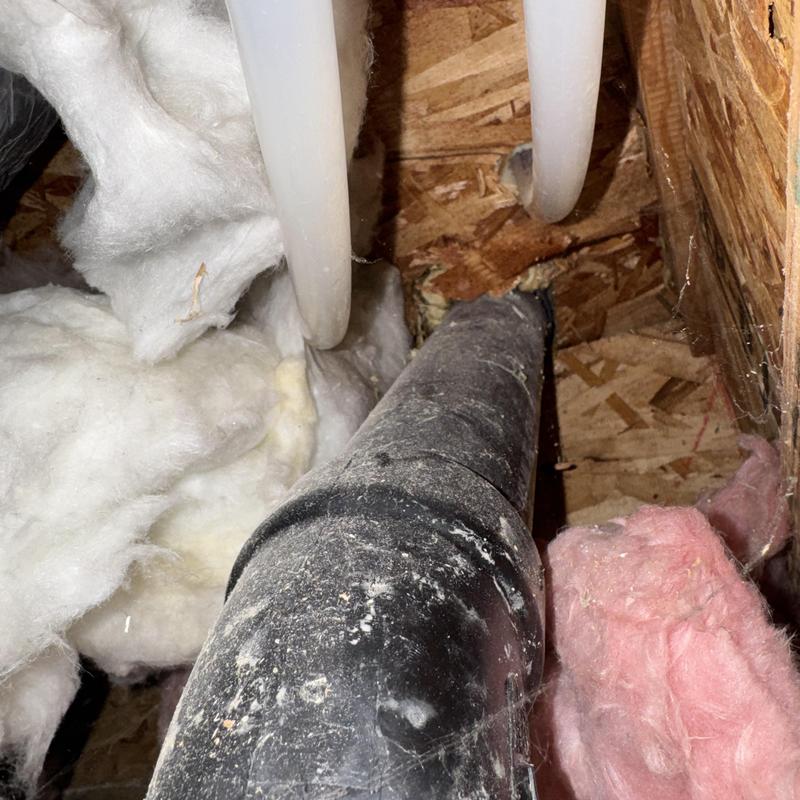 PVC drain pipe and water supply lines in crawl space insulation PVC drain pipe and water supply lines in crawl space insulation