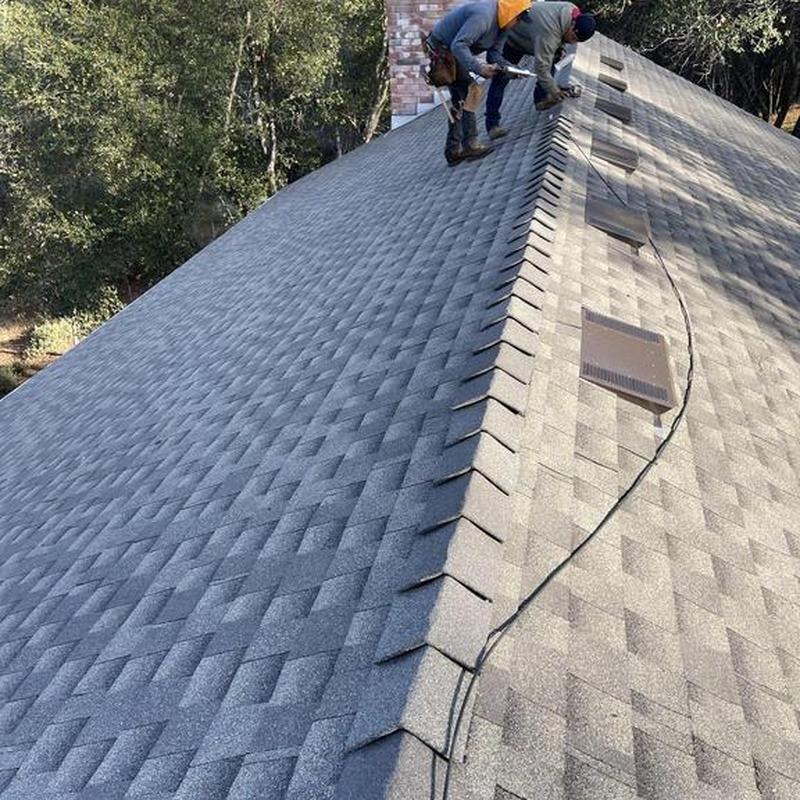 GAF asphalt shingle roof installation in progress
