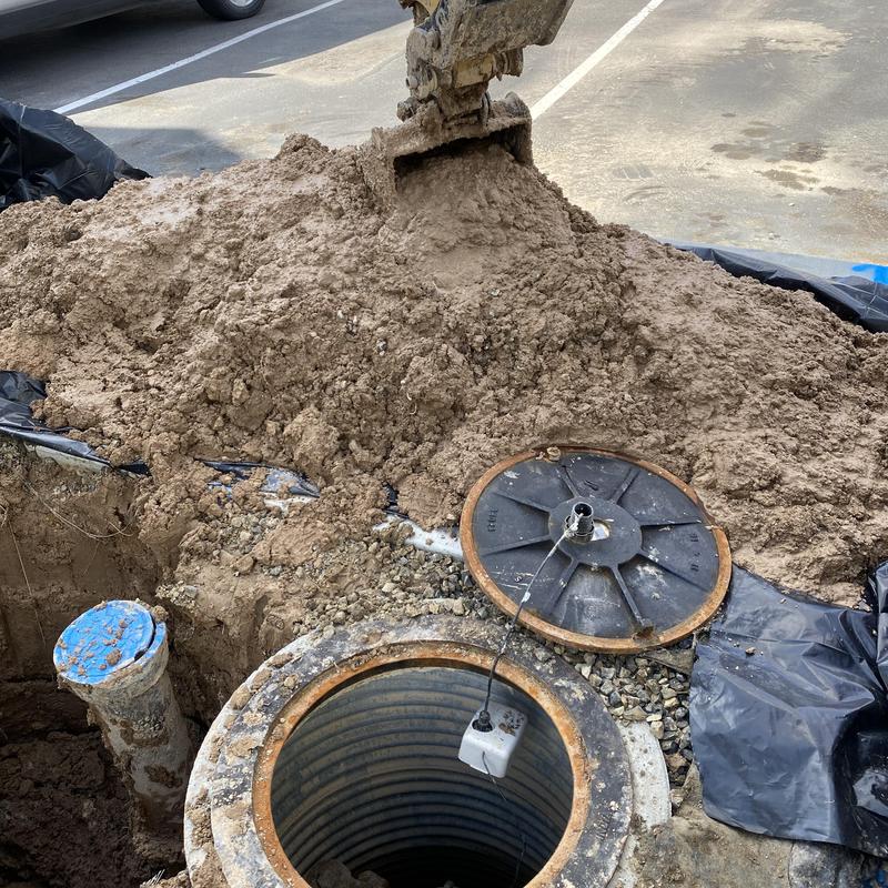 Water meter vault excavation and leak repair site