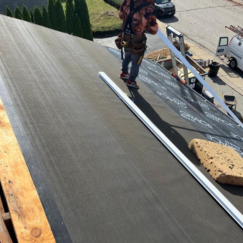 Ice and water shield underlayment on roof installation