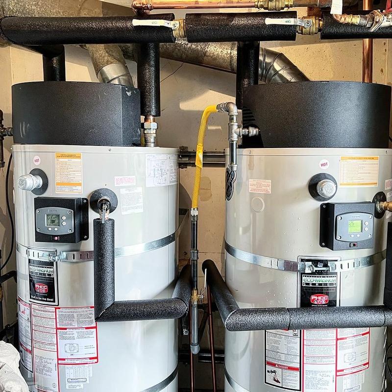 Bradford White water heaters with new piping and venting