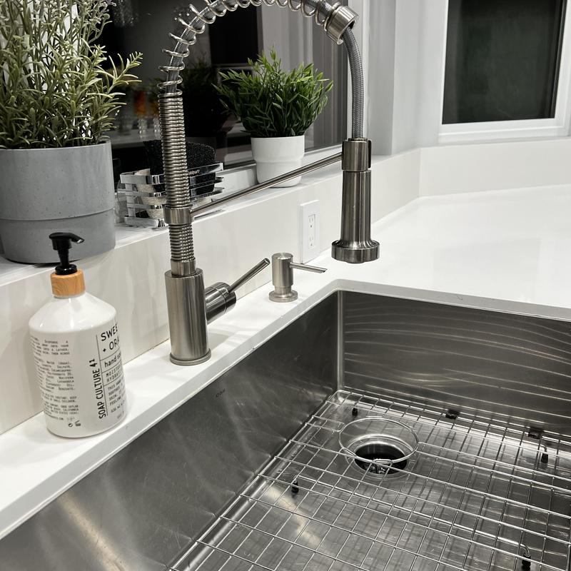 Moen pull-down kitchen faucet with stainless sink