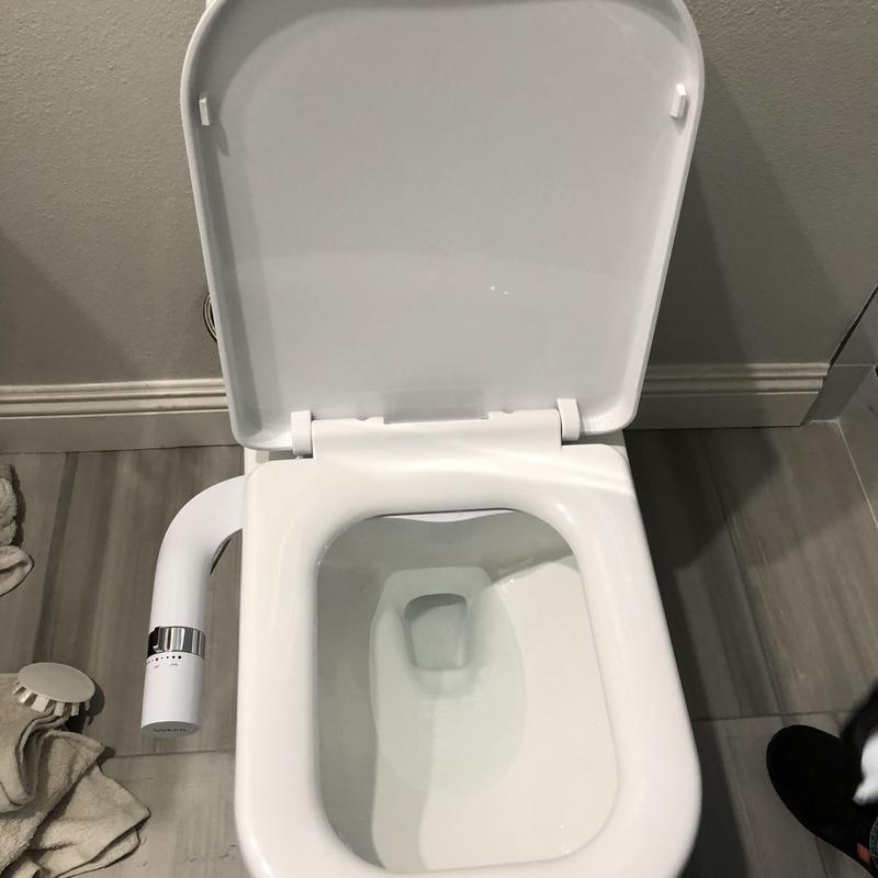 Toto bidet toilet with open lid installed indoors