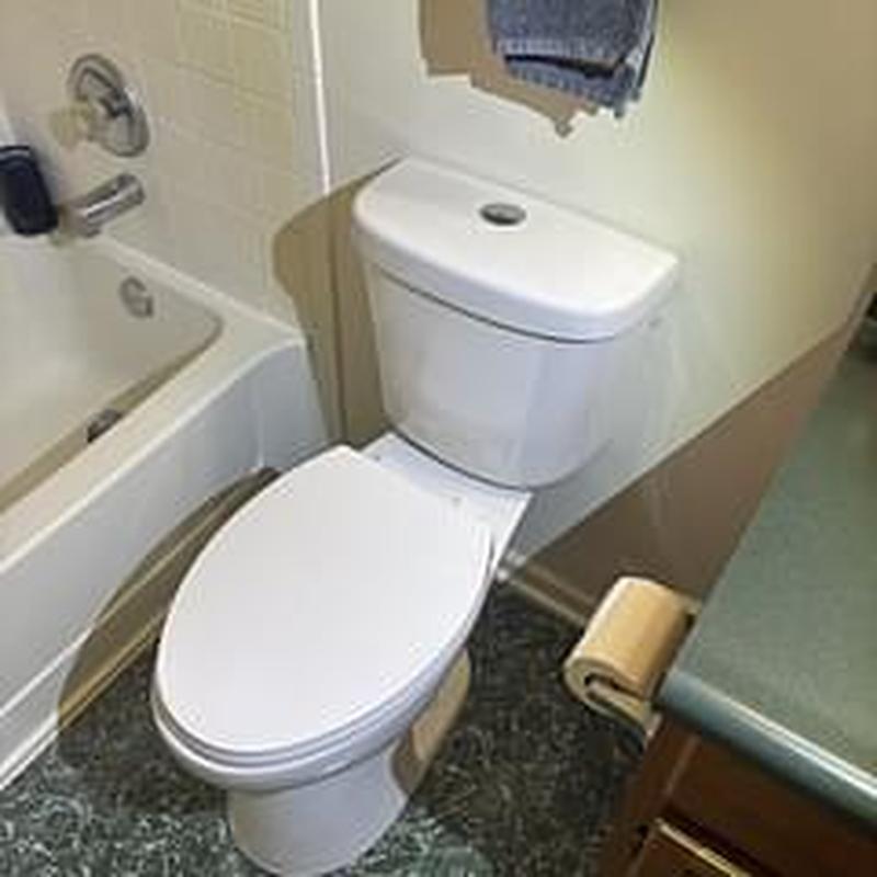 Customer supplied toilet installation in bathroom