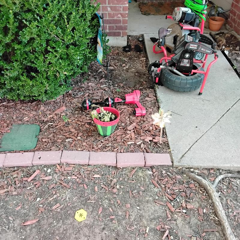 Main sewer line cleaning machine and camera equipment outdoors