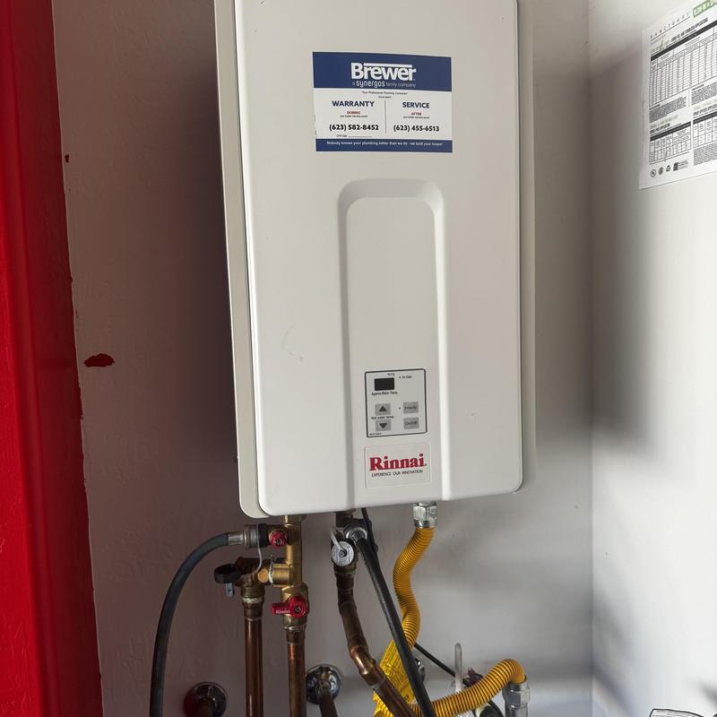 Tankless water heater with plumbing connections