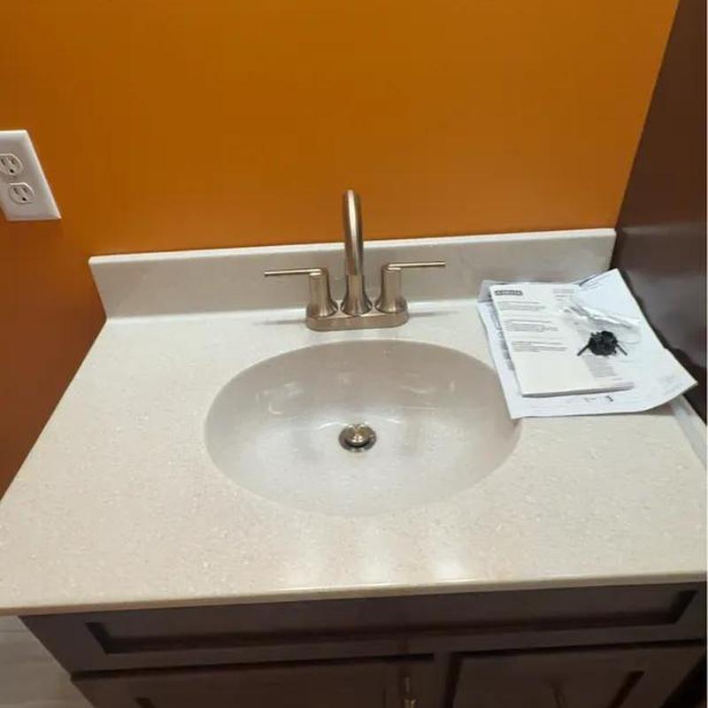 Bathroom sink and faucet with countertop installation