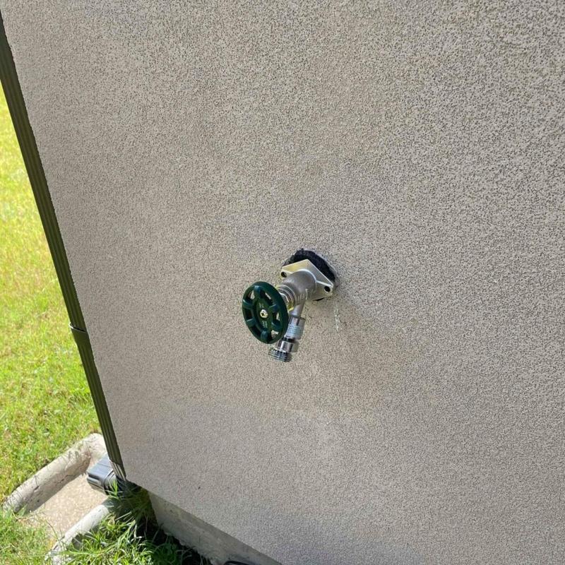 2in frost proof hose bibb on stucco wall