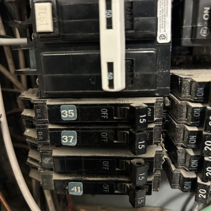 Circuit breaker panel with new sump pump circuits Circuit breaker panel with new sump pump circuits