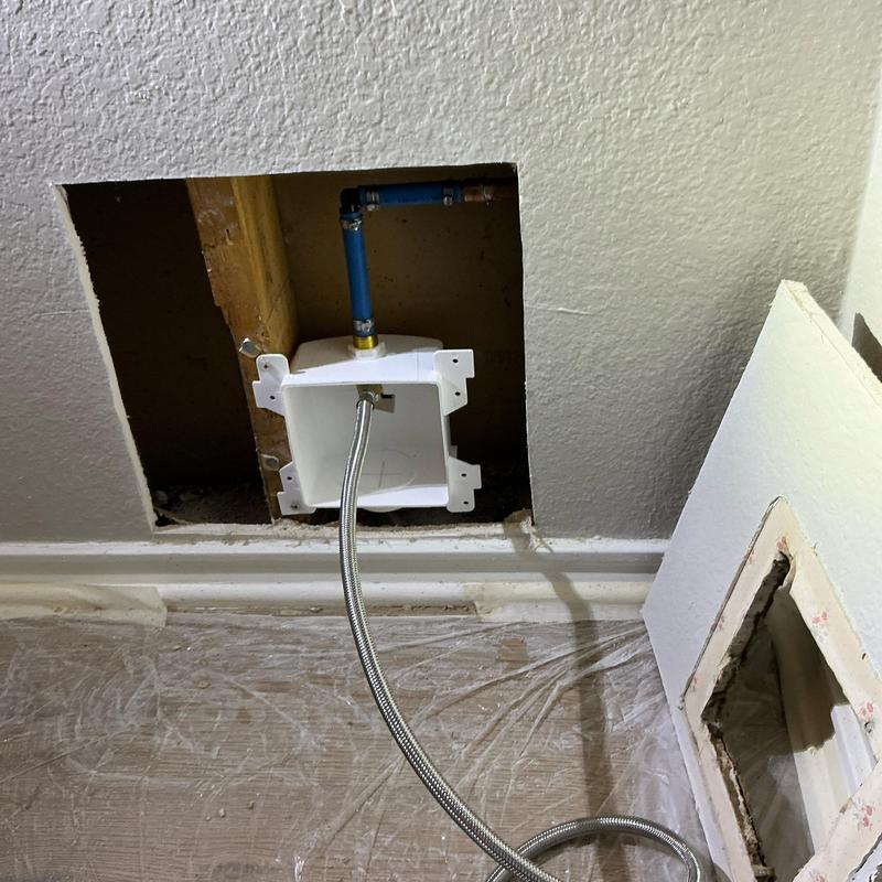 Ice maker box with new pex tubing installation